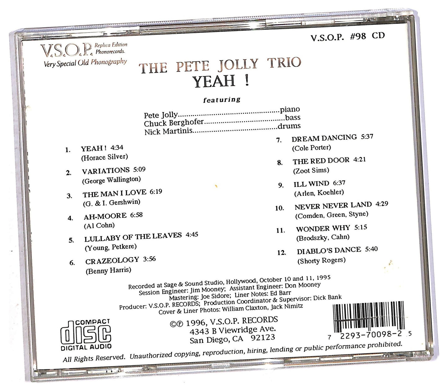 EBOND The Pete Jolly Trio - Yeah! CD CD091855