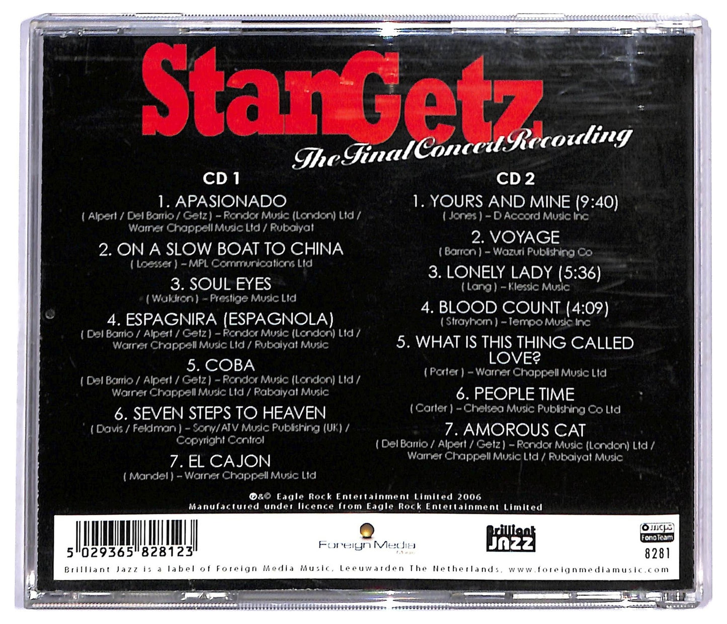 EBOND Stan Getz - The Final Concert Recording CD CD092006