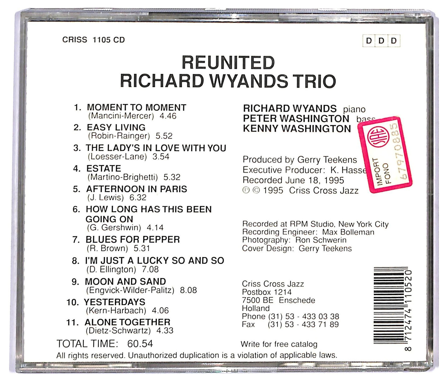 EBOND Richard Wyands - Reunited CD CD092042