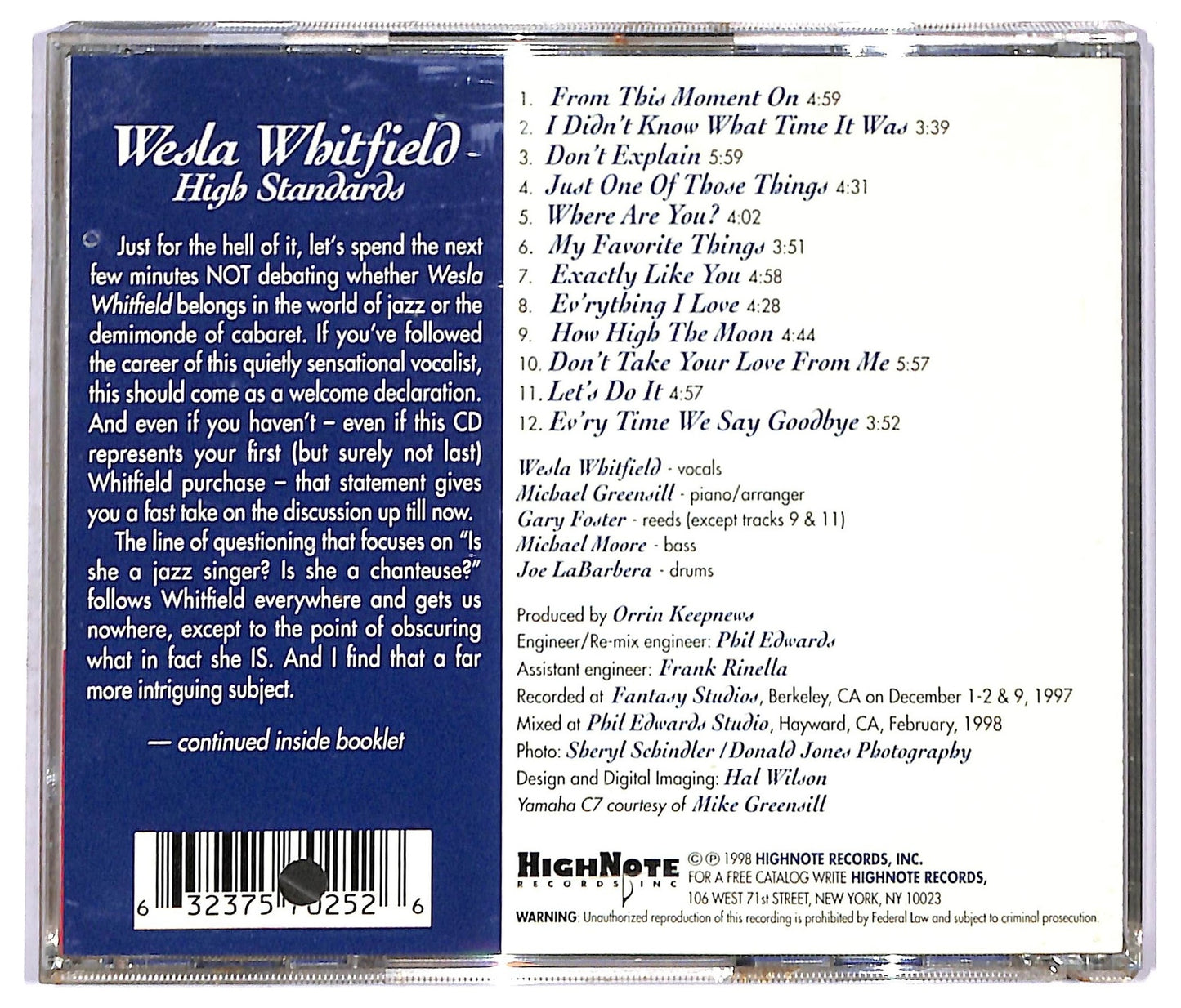 EBOND Wesla Whitfield - High Standards CD CD092127