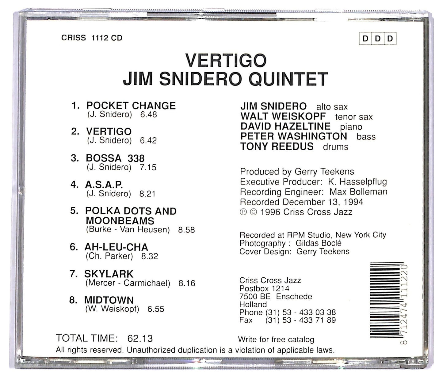 EBOND Jim Snidero - Vertigo CD CD092136