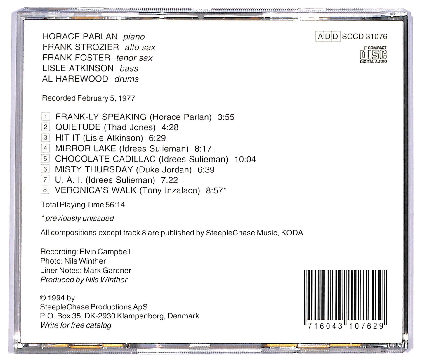 EBOND Horace Parlan Quintet - Frank-ly Speaking CD CD092143