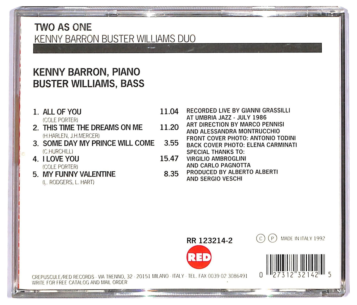 EBOND Kenny Barron & Buster Williams - Two As One - Live At Umbria Jazz CD CD092213