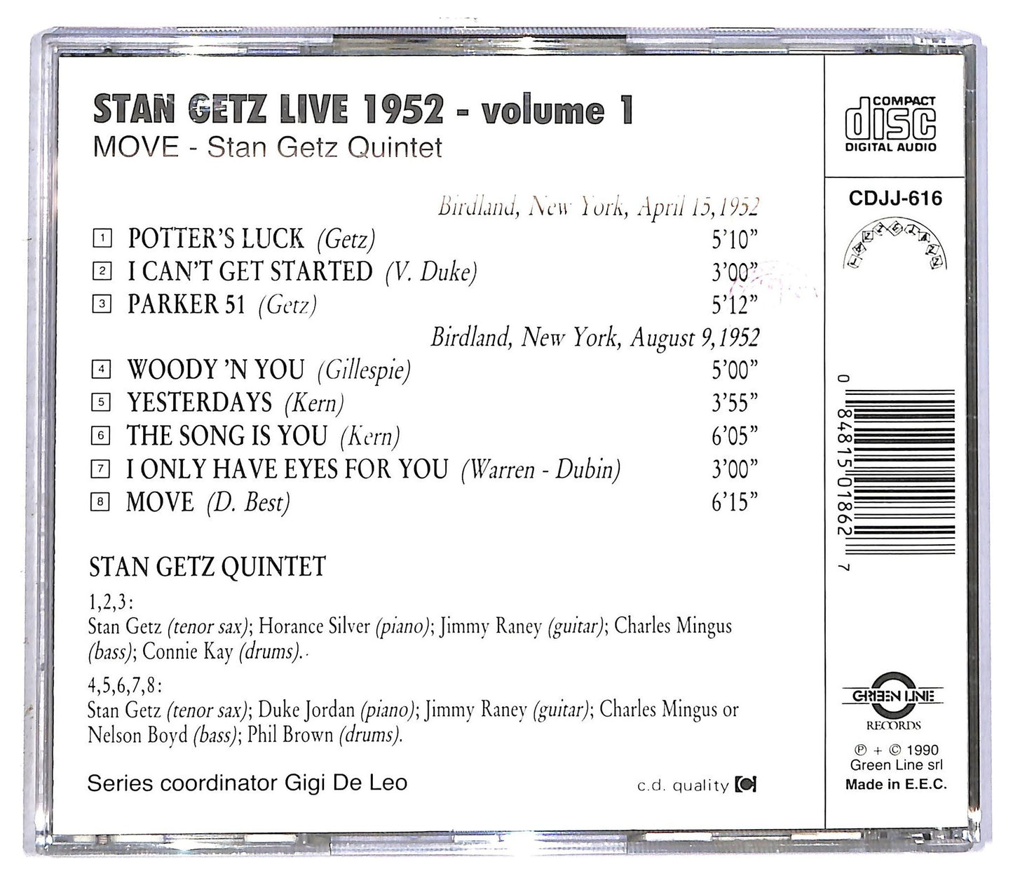 EBOND Stan Getz - Live 1952 Volume 1: Move CD CD092324