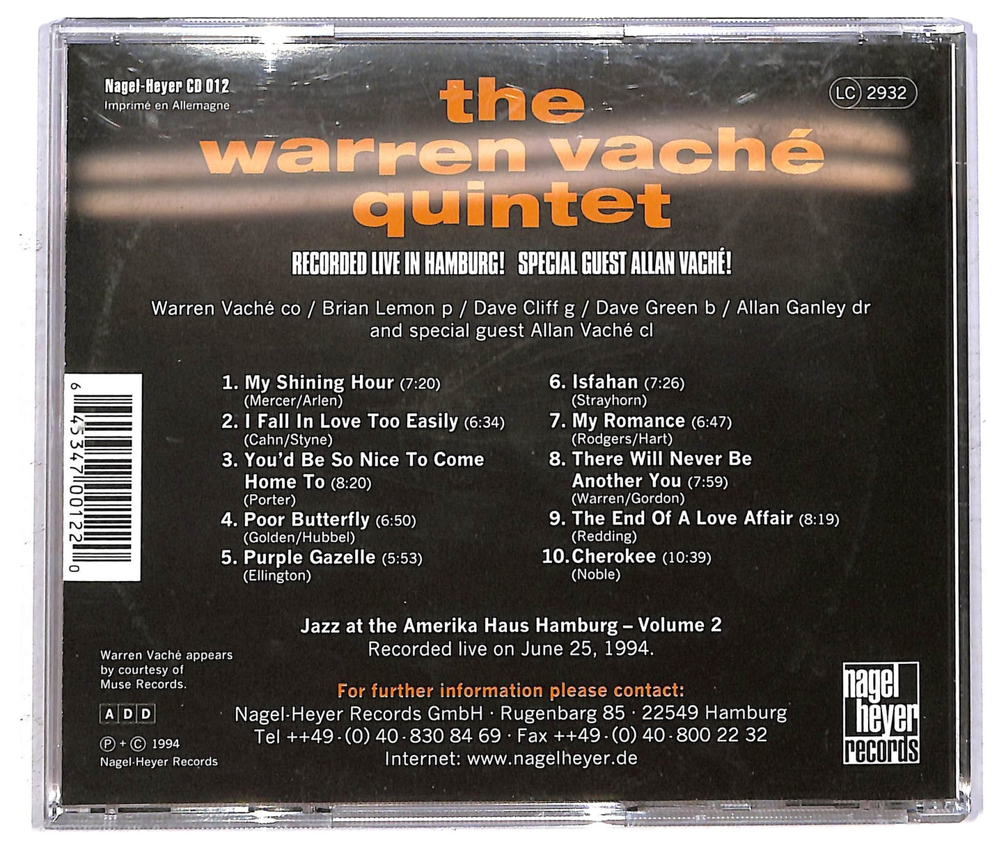 EBOND The Warren Vache Quintet - Recorded Live In Hamburg! CD CD092342