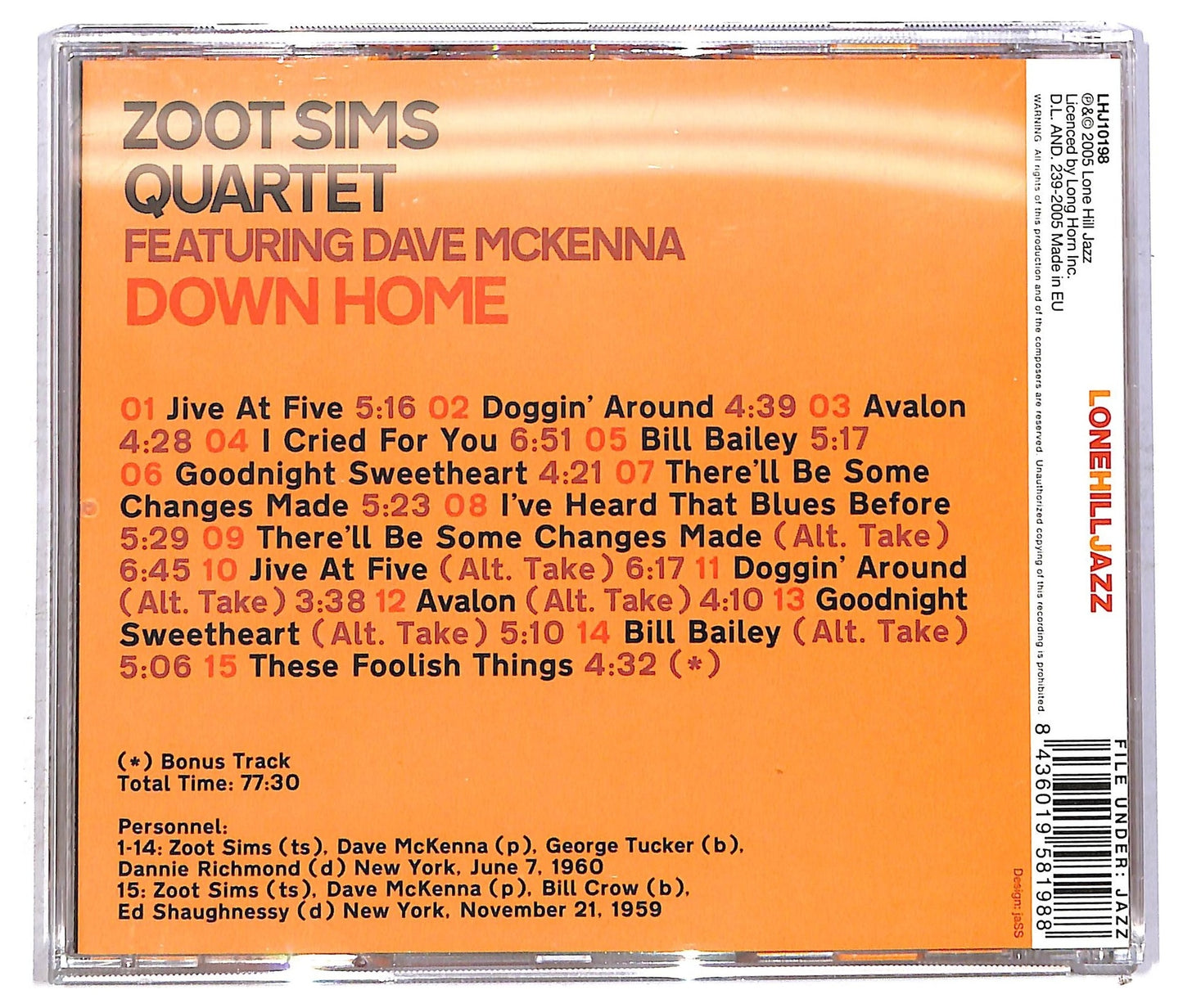 EBOND Zoot Sims Quartet Feat. Dave McKenna - Down Home CD CD092344