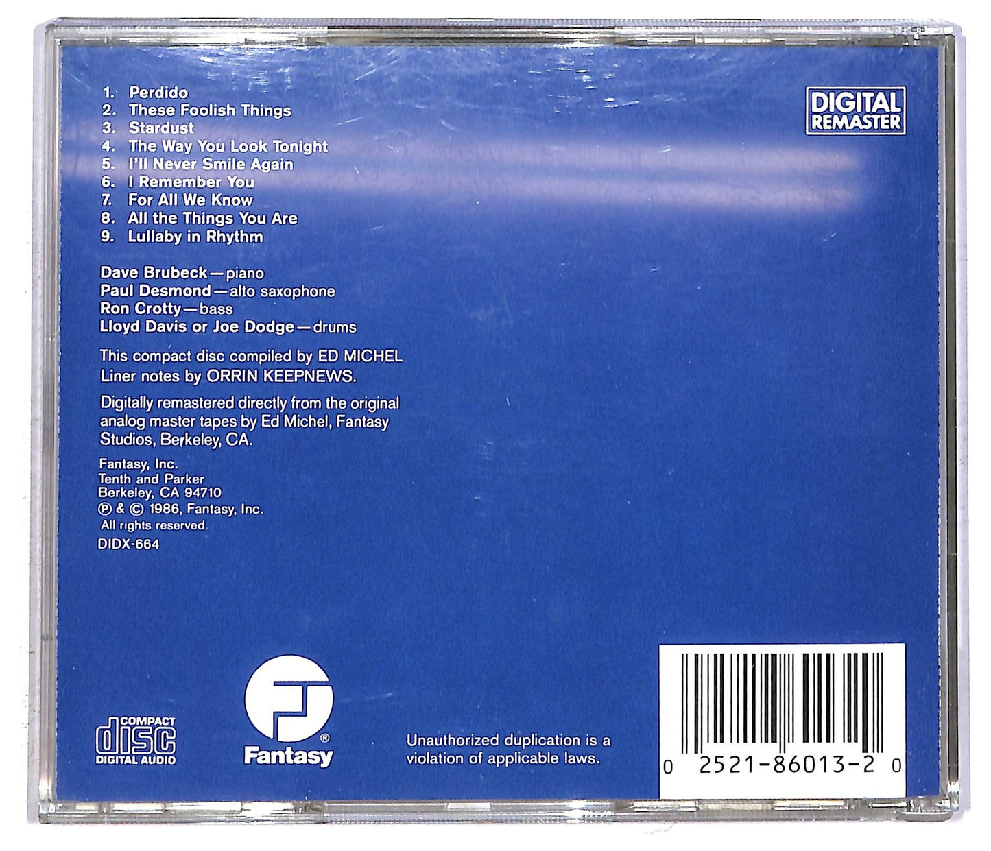 EBOND The Dave Brubeck Quartet Feat Paul Desmond - In Concert CD CD092348