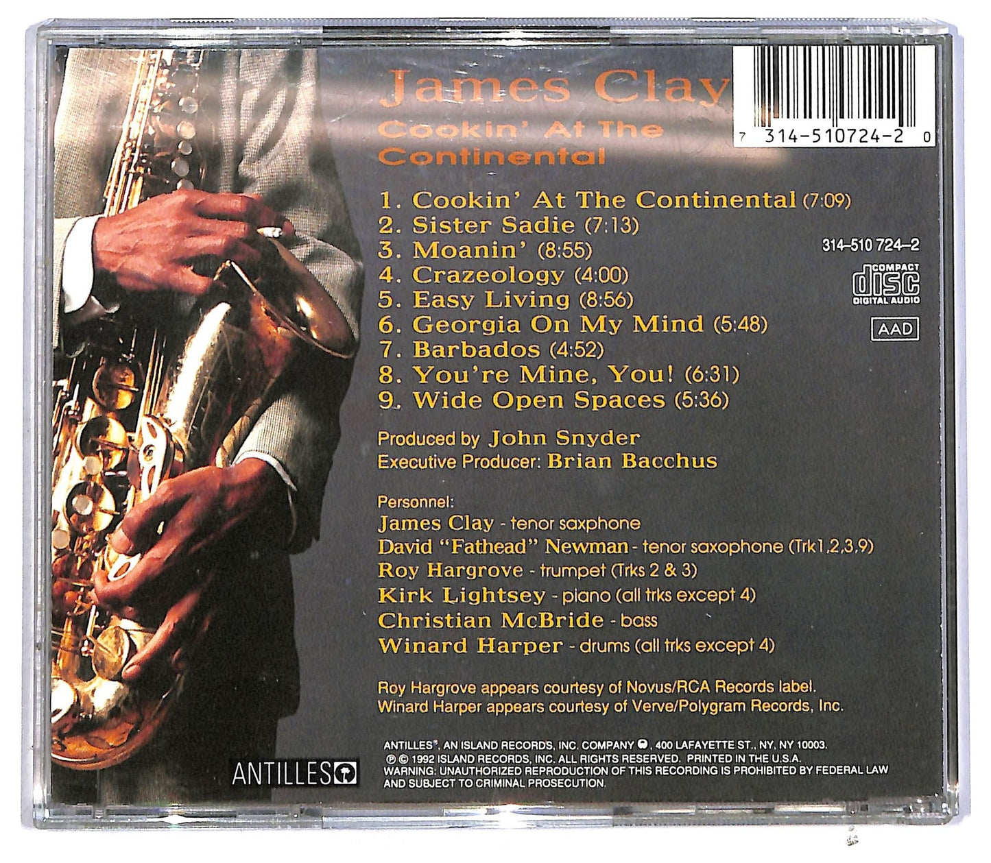 EBOND James Clay - Cookin' At The Continental CD CD092355