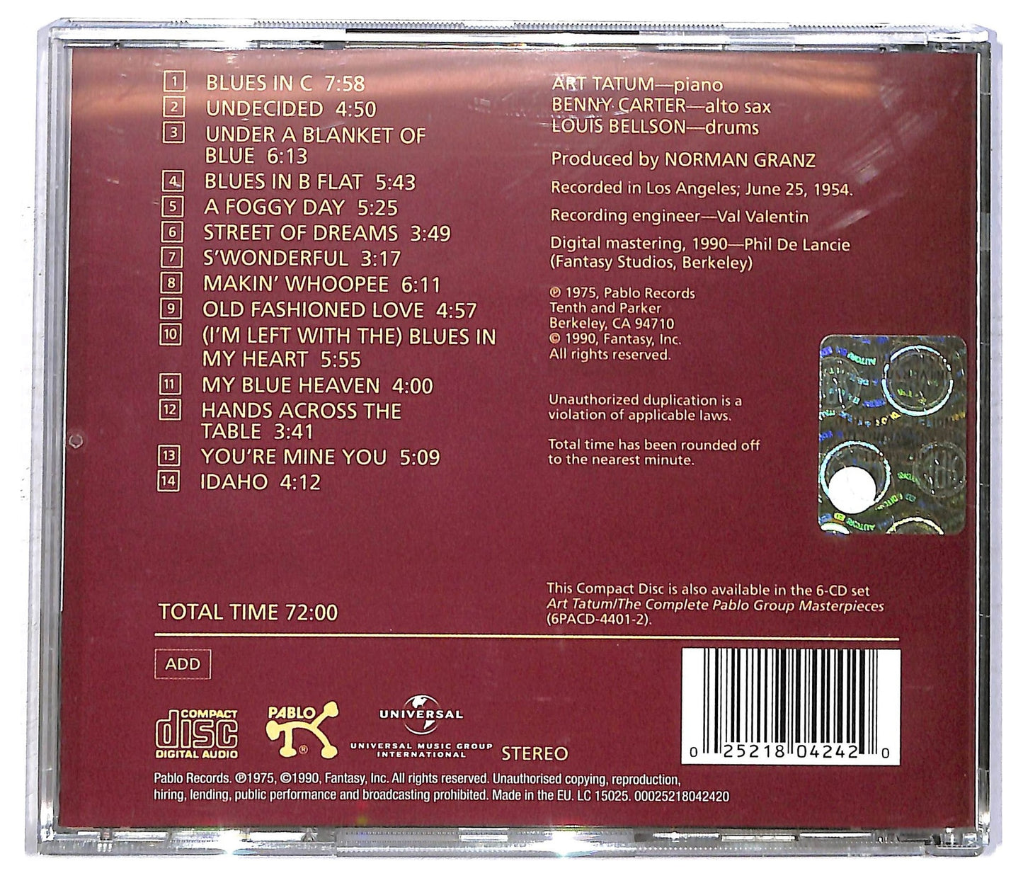 EBOND Art Tatum - The Tatum Group Masterpieces Volume One CD CD092357
