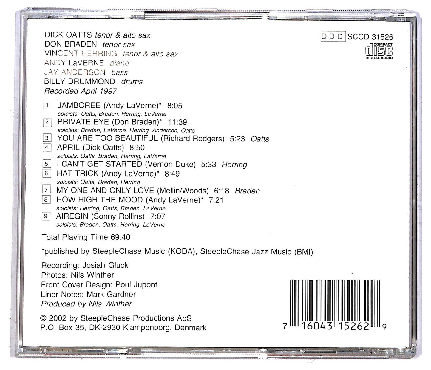 EBOND Dick Oatts Don Braden - Jam Session, Vol. 3 CD CD092416