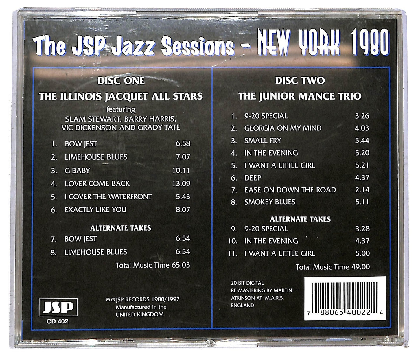 EBOND The Illinois Jacquet All Stars - The JSP Jazz Sessions-New York 1980 Volume 1 CD CD092423