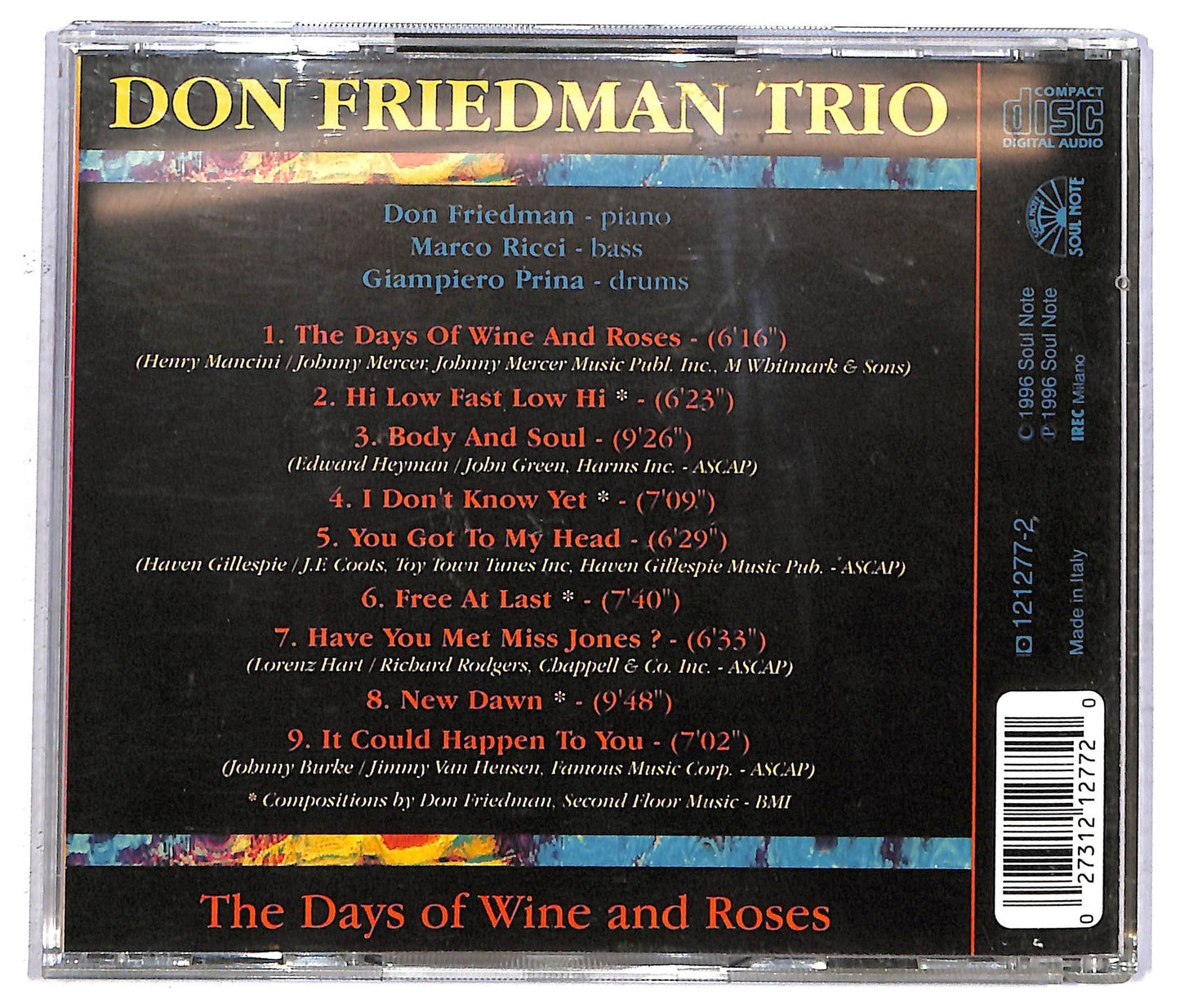EBOND Don Friedman Trio - The Days Of Wine And Roses CD CD092447