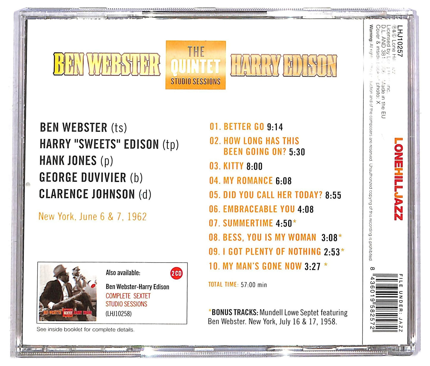 EBOND Ben Webster & Harry Edison - The Quintet Studio Sessions CD CD092522