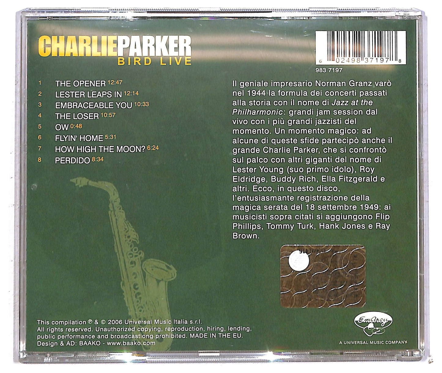 EBOND Charlie Parker - Bird Live CD CD092543
