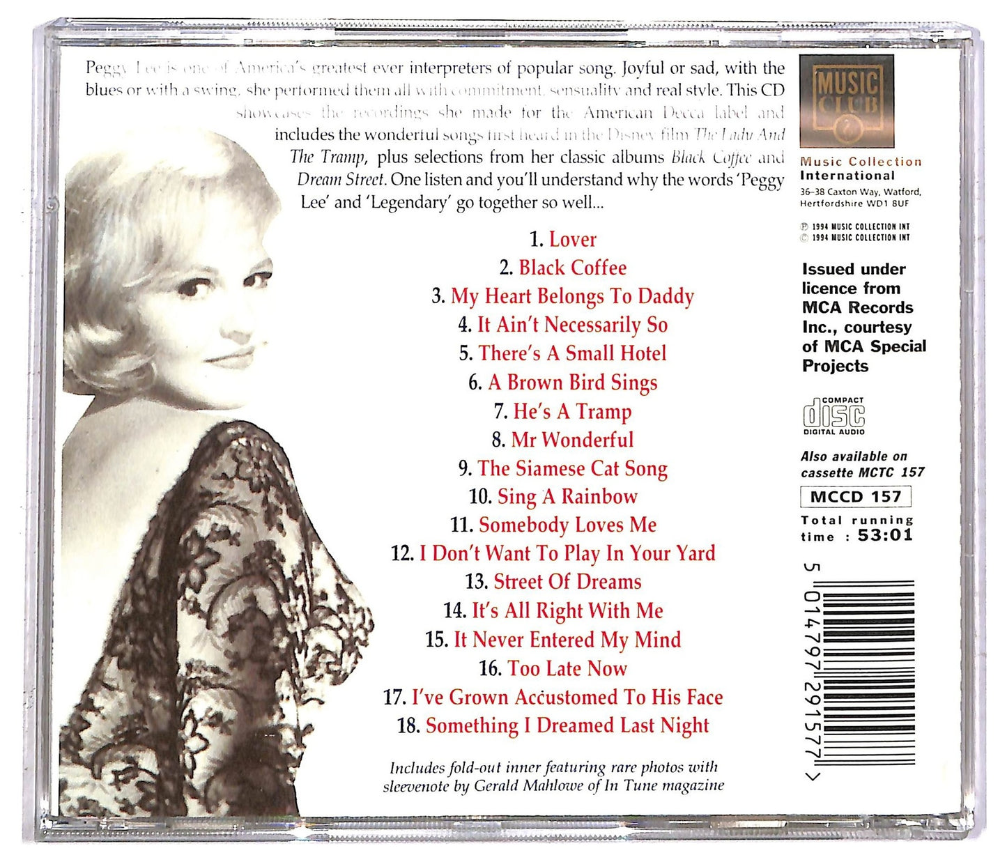 EBOND Peggy Lee - The Best Of Peggy Lee 1952-1956 CD CD092660