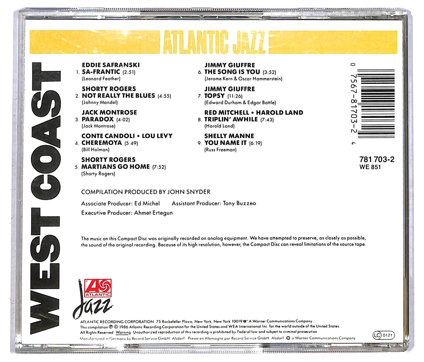 EBOND Various - Atlantic Jazz West Coast CD CD092743