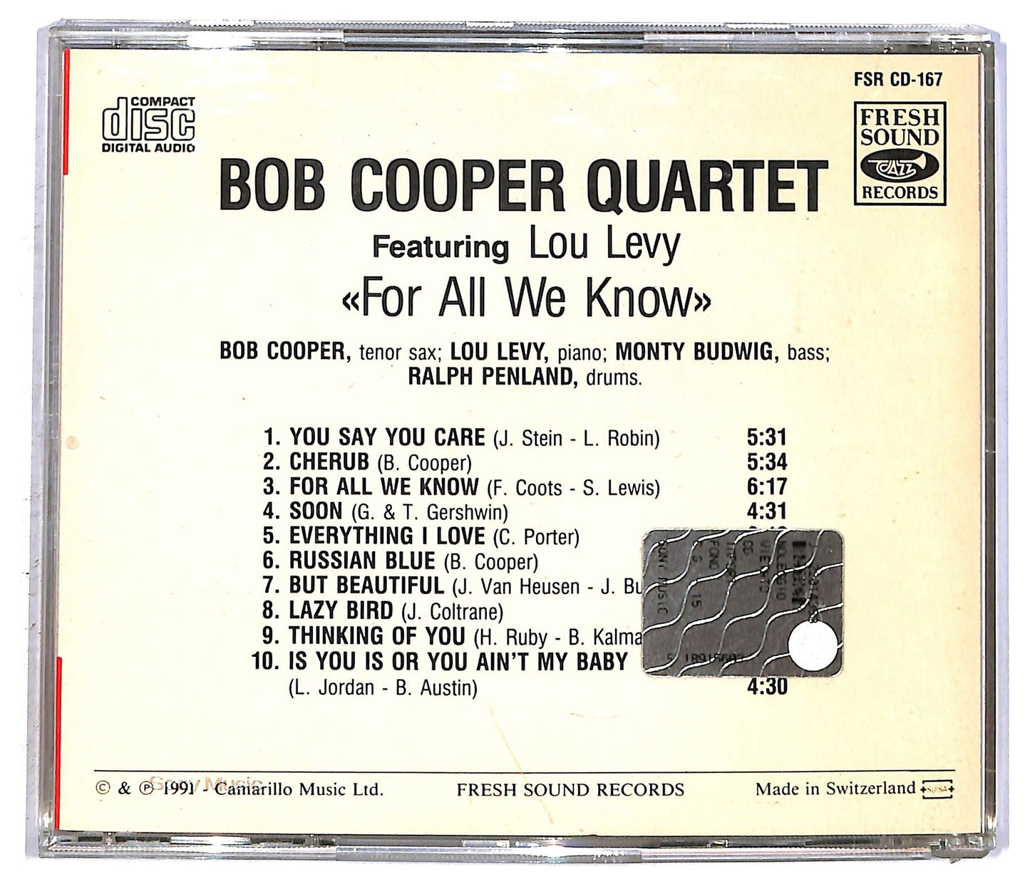 EBOND Bob Cooper Quartet Featuring Lou Levy -For All We Know CD CD092804