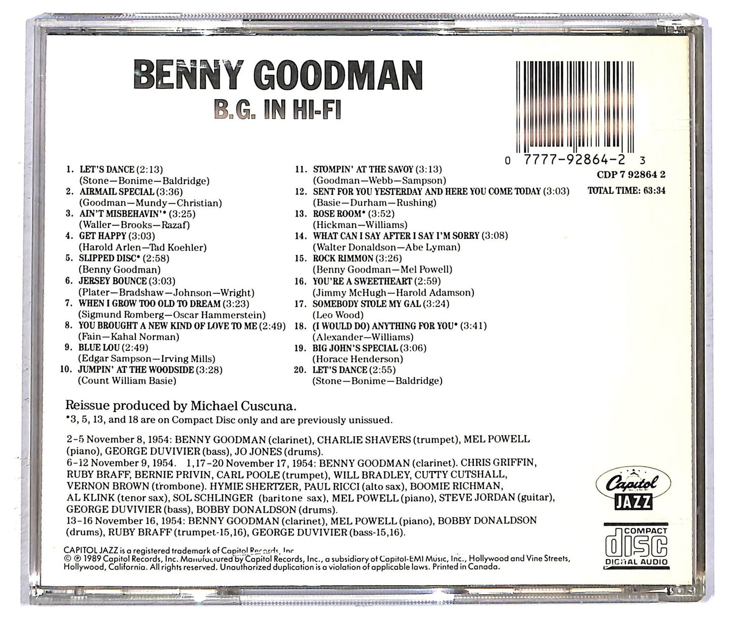 EBOND Benny Goodman - B.G. In Hi-Fi CD CD092826