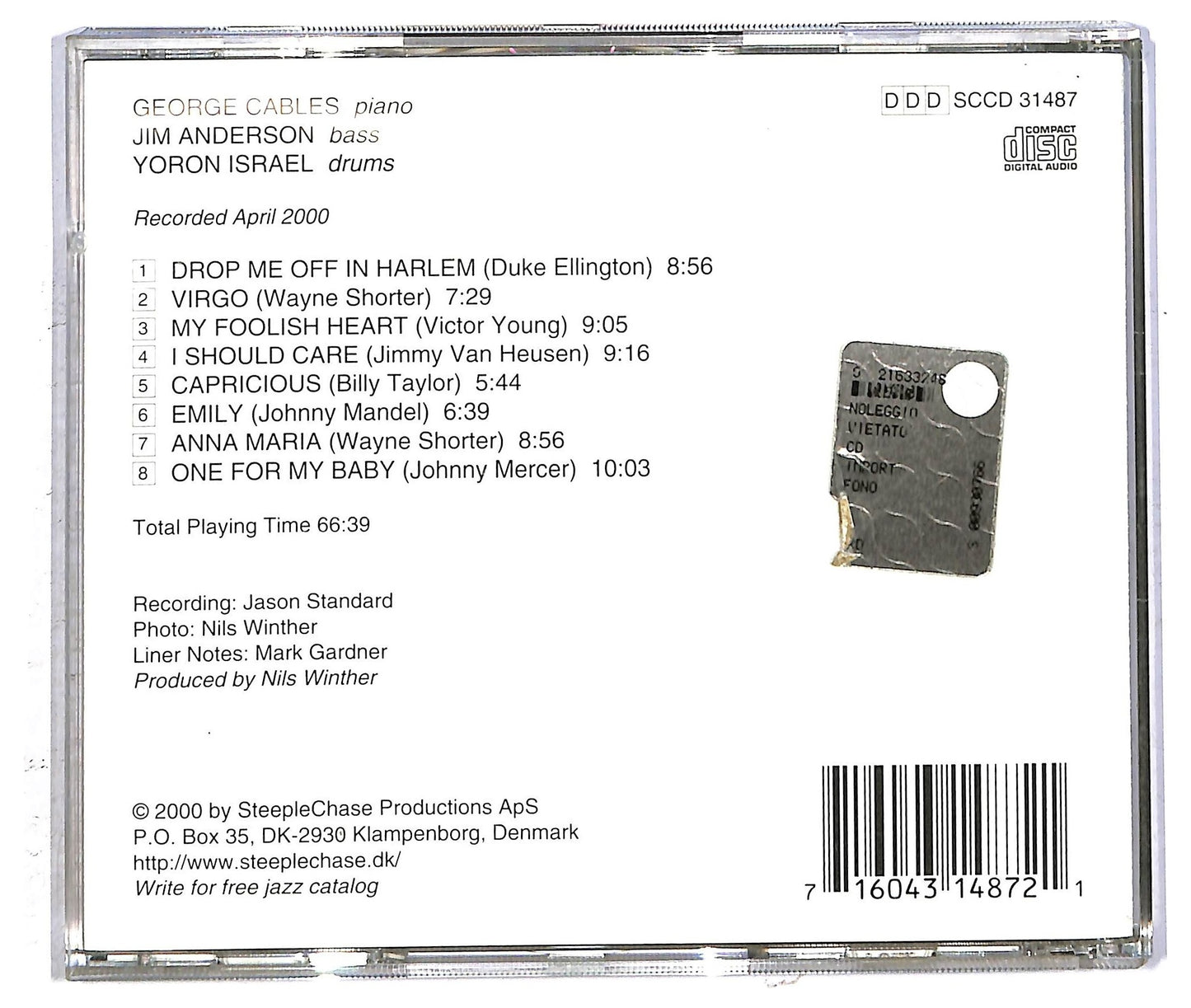 EBOND George Cables Trio - One For My Baby CD CD092845