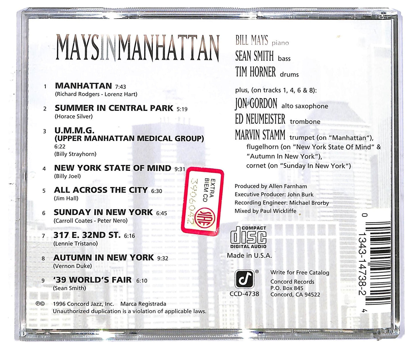 EBOND Bill Mays - Mays In Manhattan CD CD092847