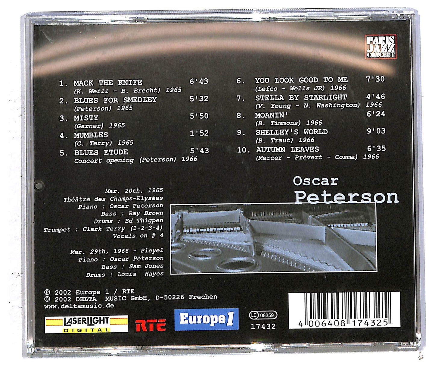 EBOND Oscar Peterson - Mar. 20th, 1965 Theatre Des Champs-Elysees CD CD092905