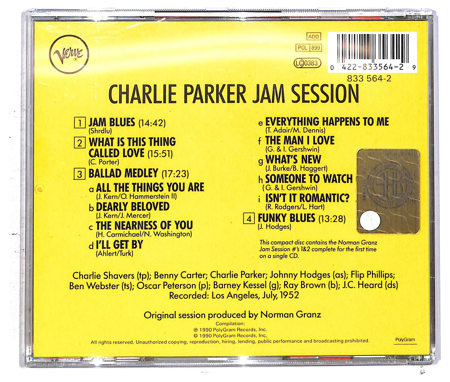 EBOND Charlie Parker - Charlie Parker Jam Session CD CD092930