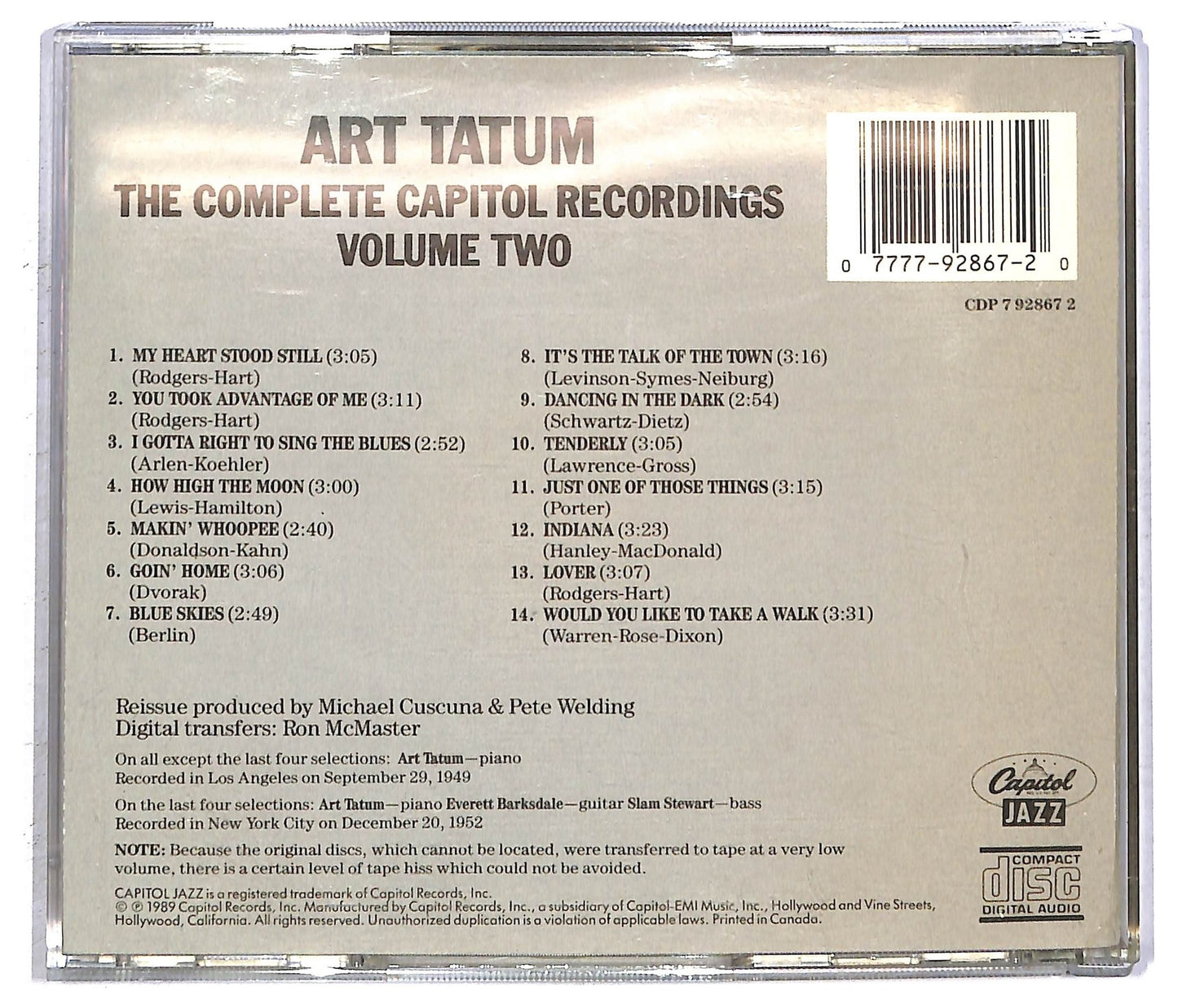EBOND Art Tatum - The Complete Capitol Recordings Volume Two CD CD093007