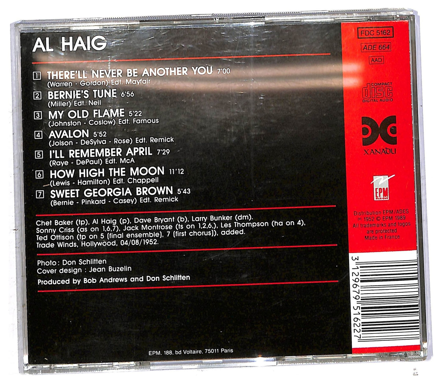 EBOND Al Haig With Chet Baker - Live In Hollywood CD CD093049