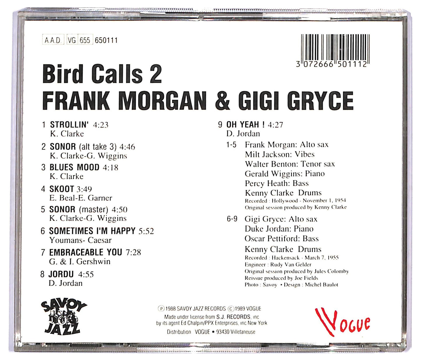 EBOND Frank Morgan Gigi Gryce - Bird Calls, Volume 2 CD CD093132