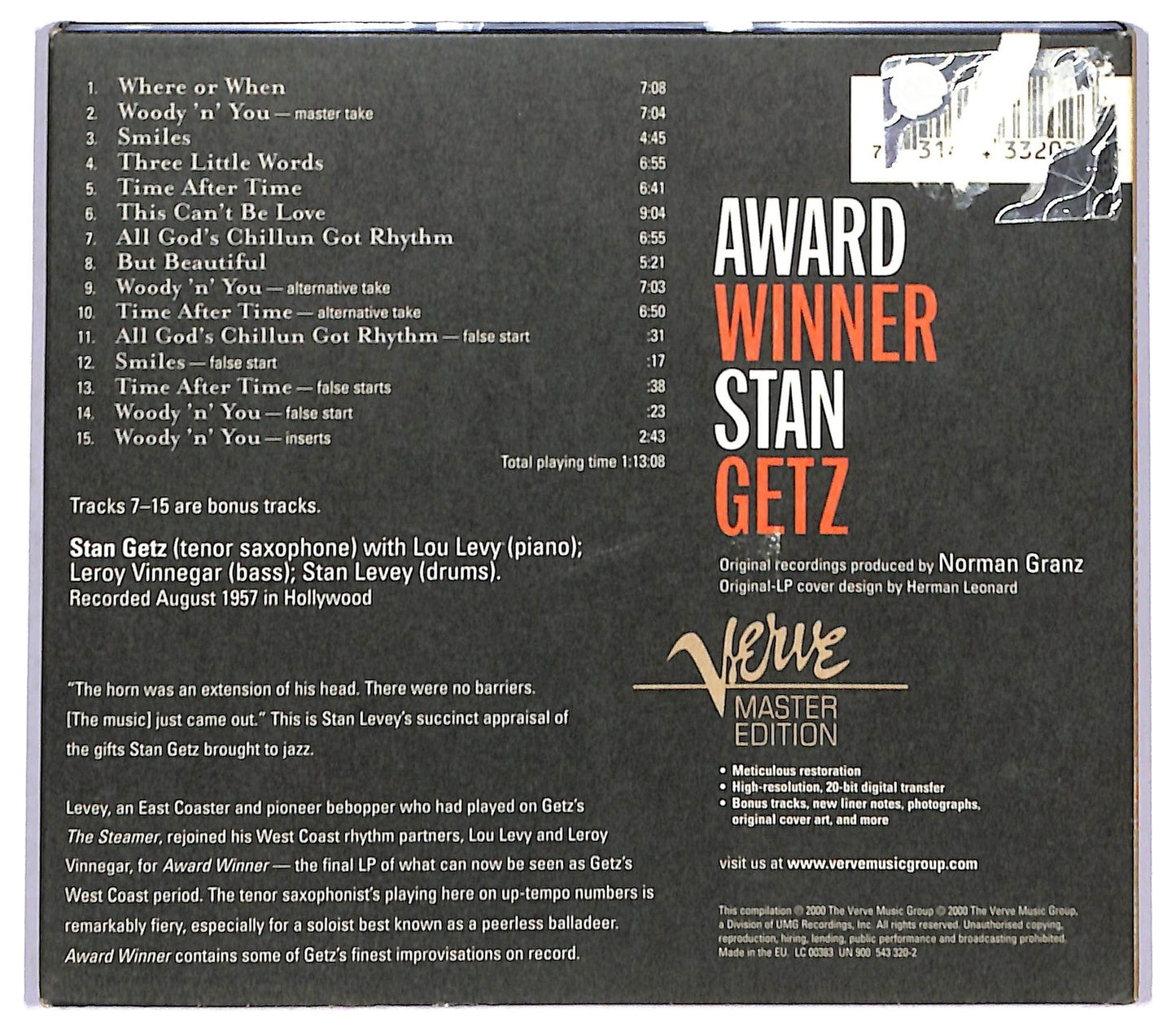 EBOND Stan Getz - Award Winner CD CD093139