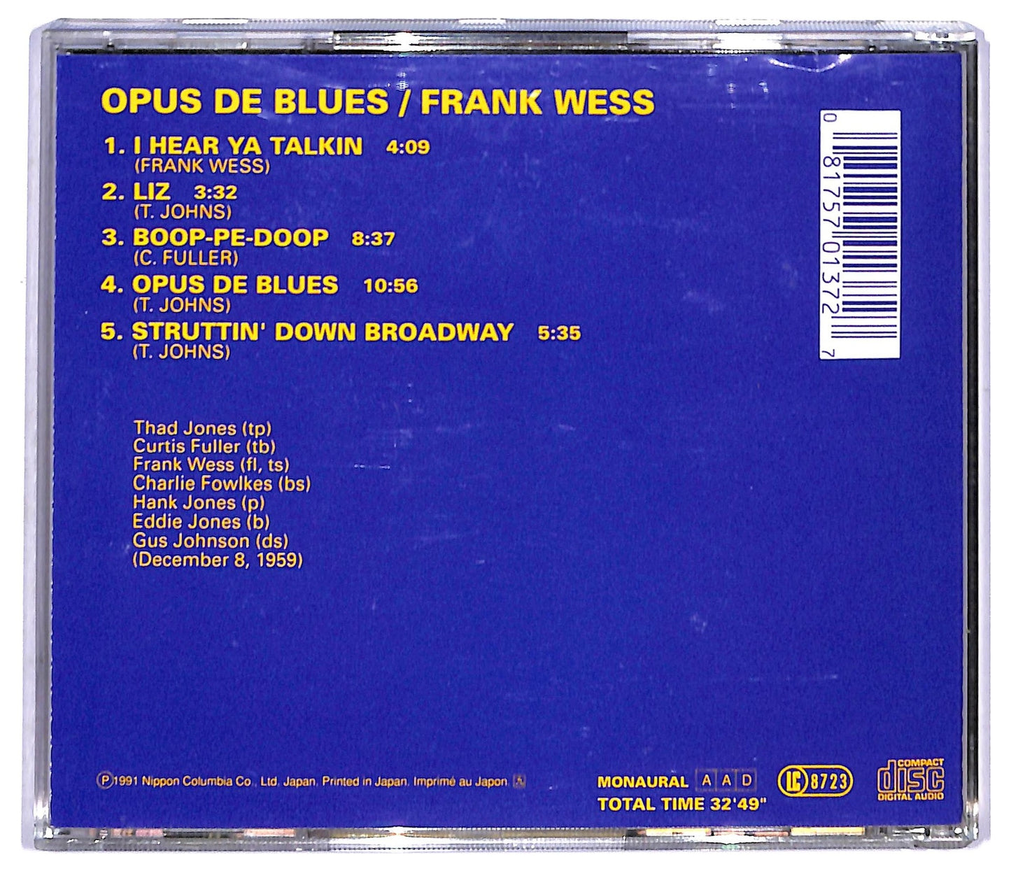 EBOND The Frank Wess Septet - Opus De Blues CD CD093154