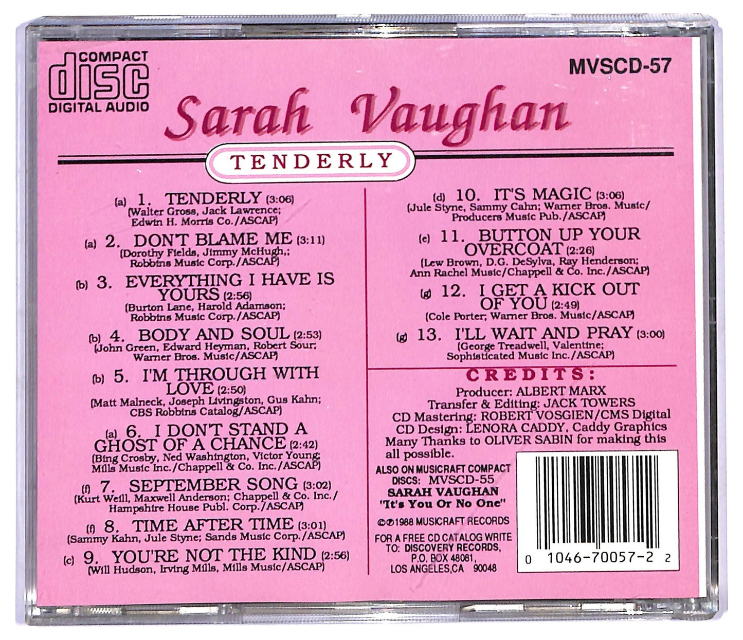 EBOND Sarah Vaughan - Tenderly CD CD093241
