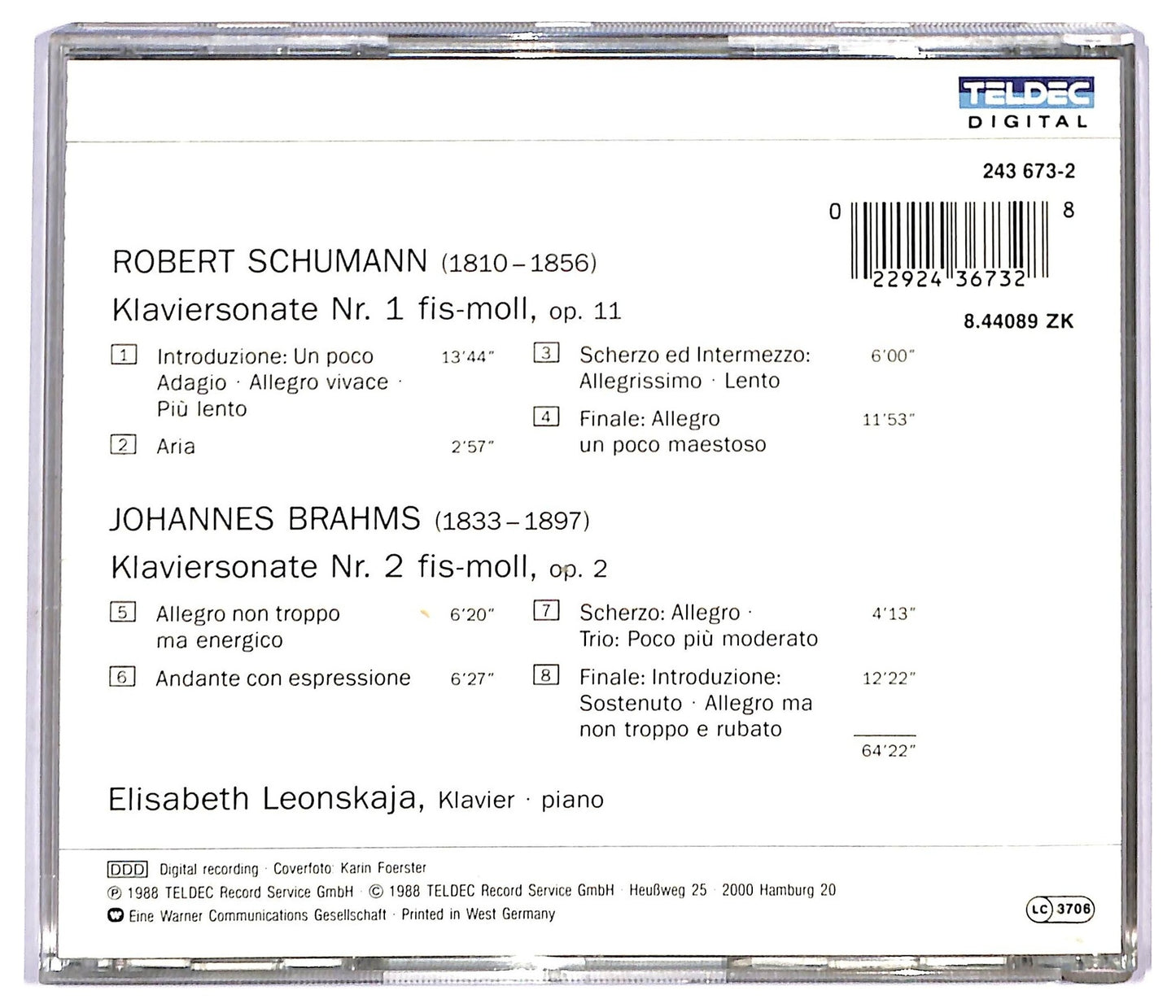 EBOND Schumann Elisabeth Leonskaja - Piano Sonata Sonate Pour Piano CD CD093306