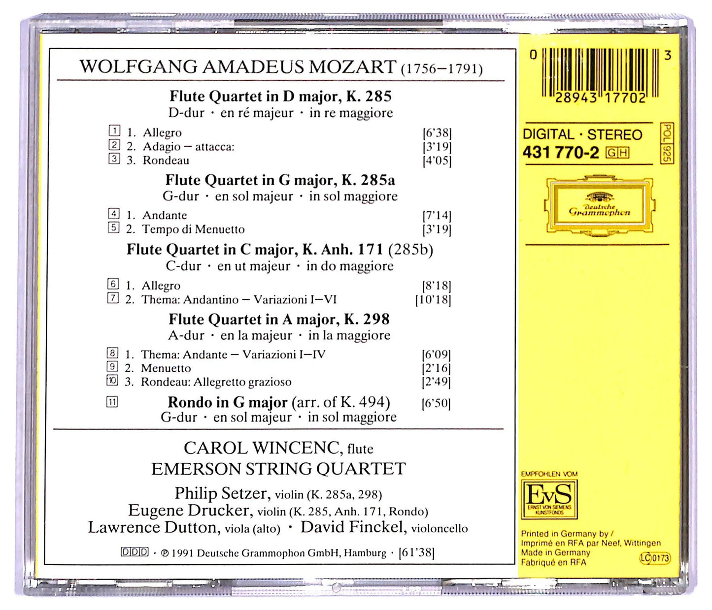 EBOND Mozart - Flute Quartets Nos. 1-4 CD CD093511