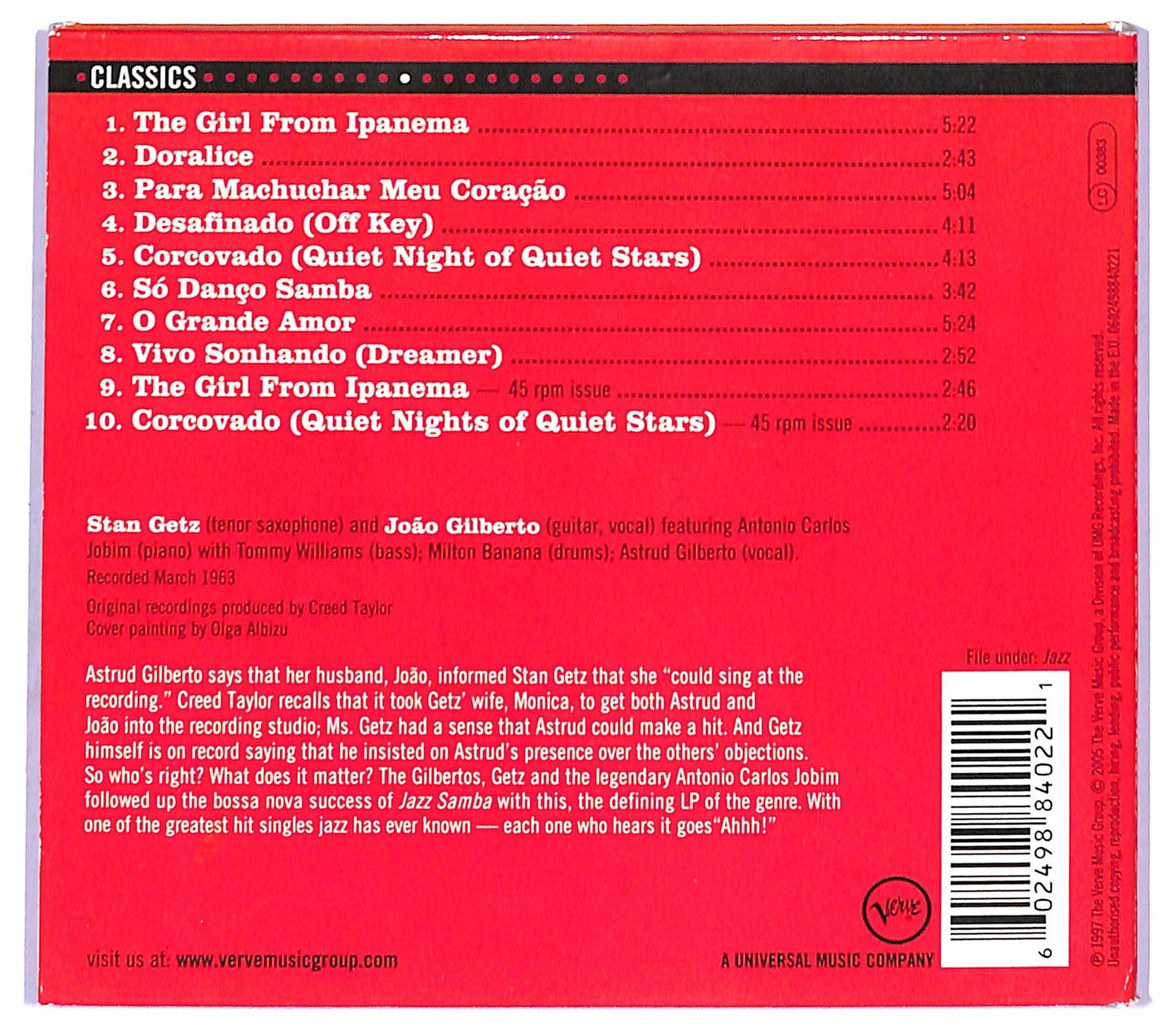 EBOND Stan Getz Joao Gilberto - Getz Gilberto CD CD093624