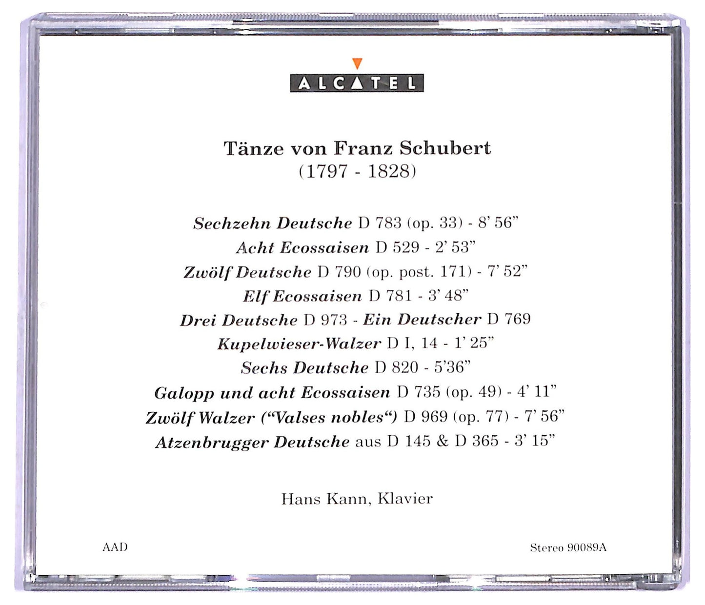EBOND Franz Schubert - Tanze Hans Kann, Klavier CD CD093652
