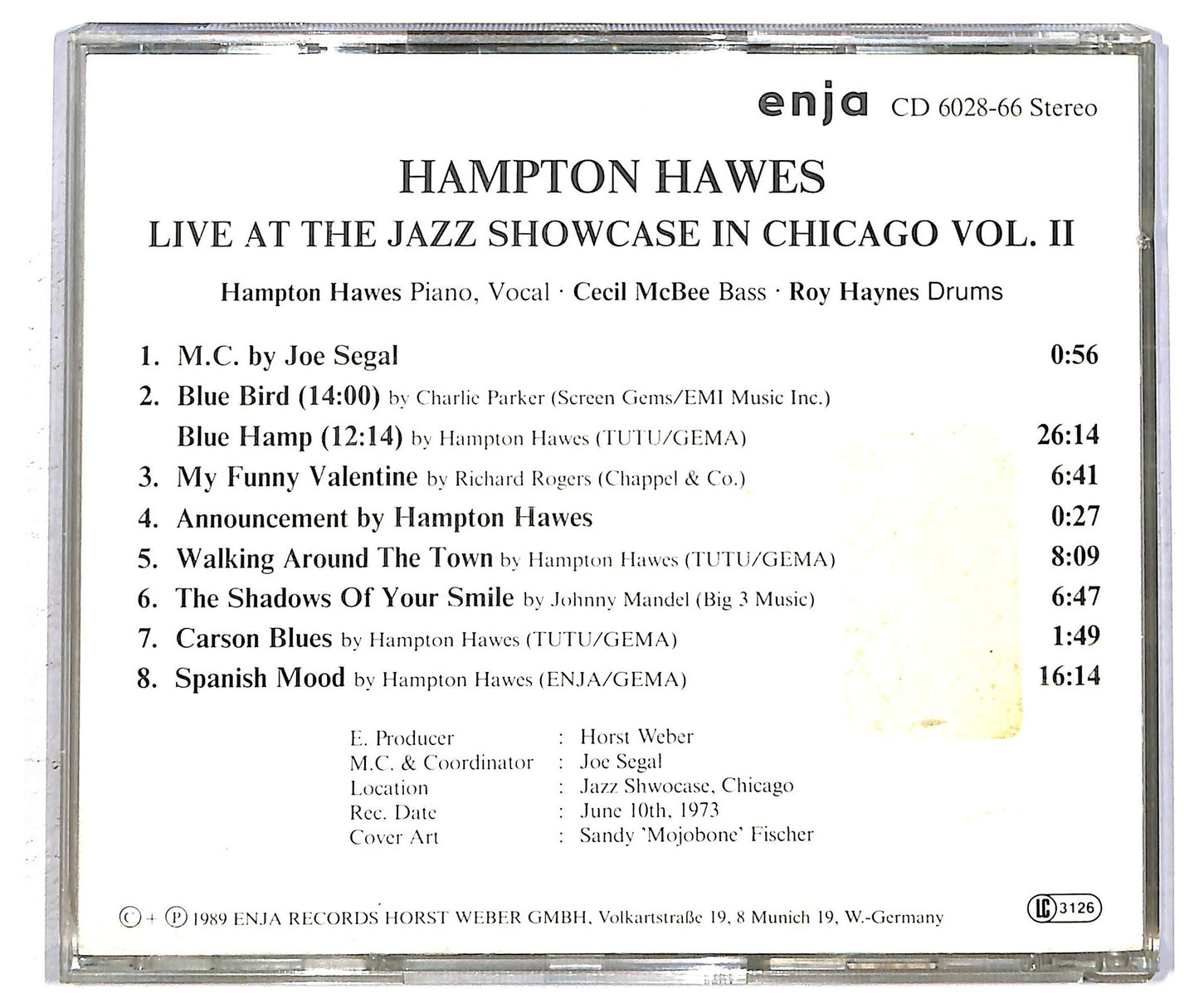 EBOND Hampton Hawes Cecil McBee - Live At The Jazz Showcase In Chicago Volume Two CD CD093752