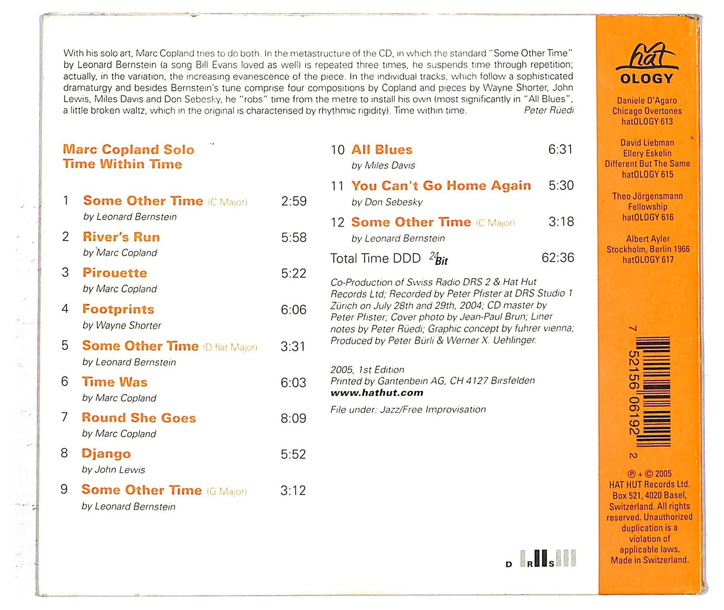 EBOND Marc Copland Solo - Time Within Time CD CD093758