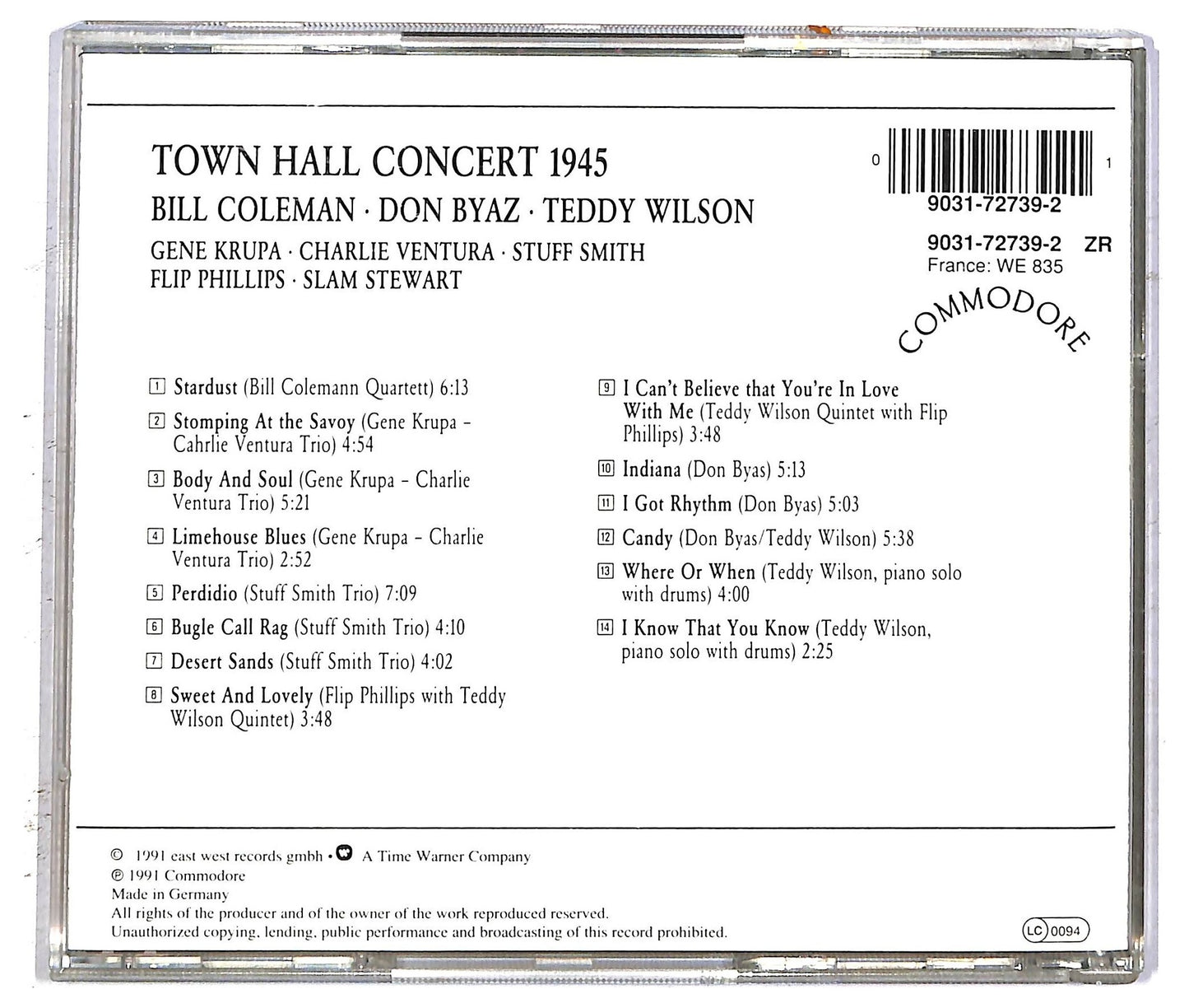 EBOND Various - Town Hall Concert 1945 CD CD093914