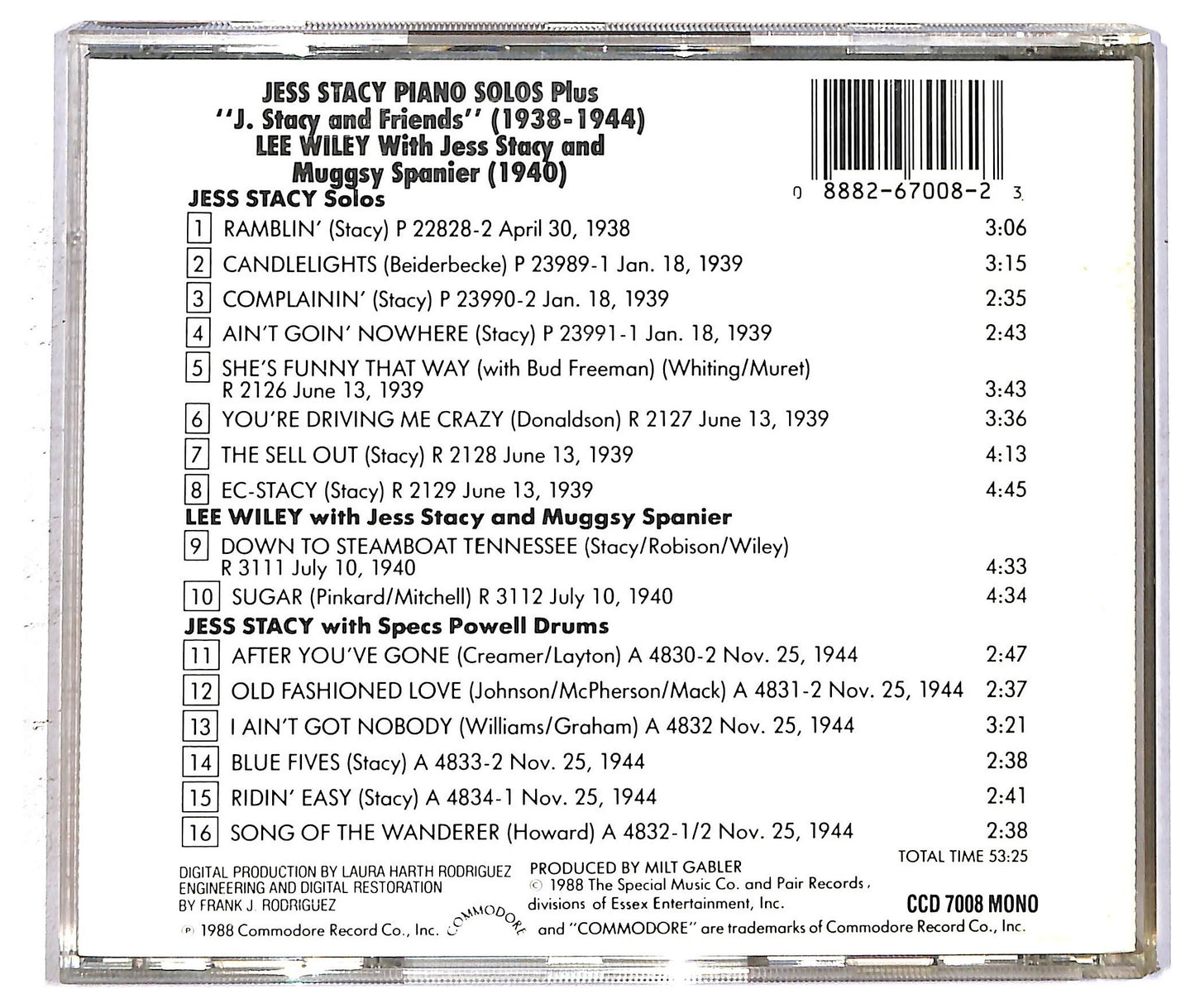 EBOND Jess Stacy -Jess Stacy and Friends 1938-1944 CD CD093924