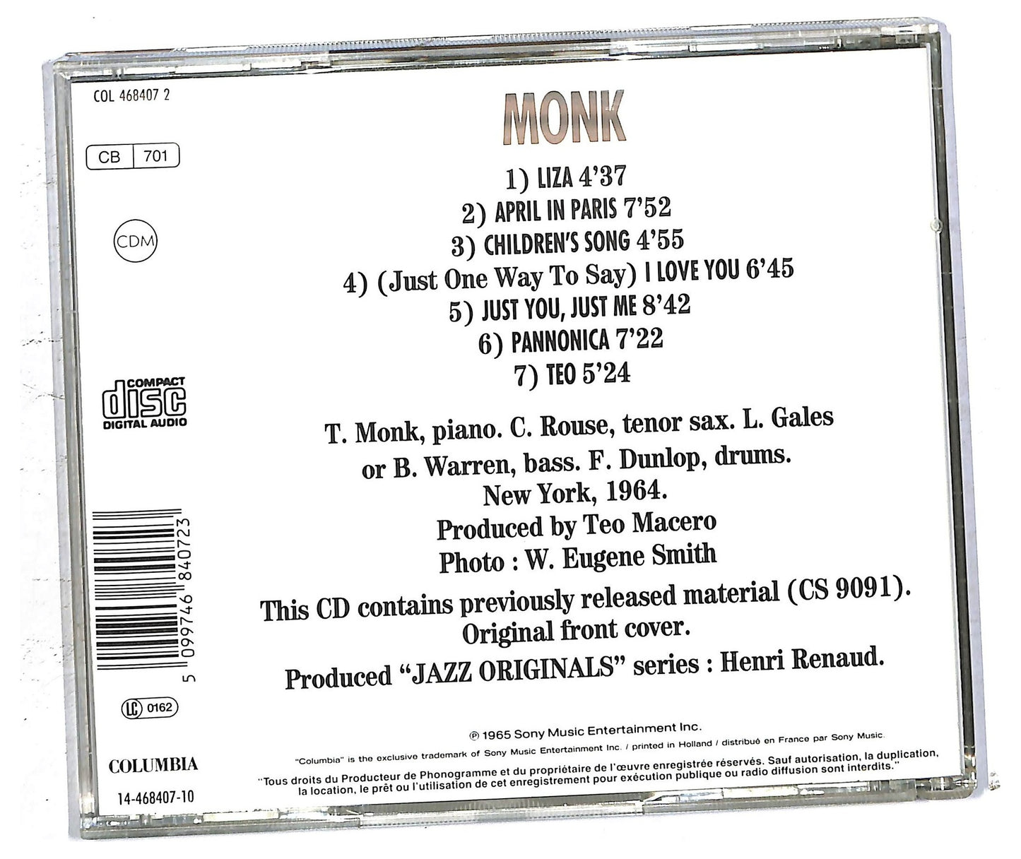 EBOND Thelonious Monk - Monk CD CD093959