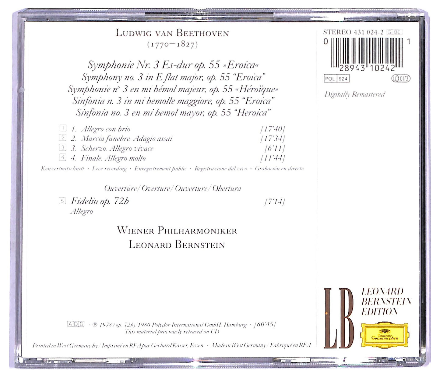 EBOND Wiener Philharmoniker - Beethoven: Symphony No. 3 Eroica CD CD094001