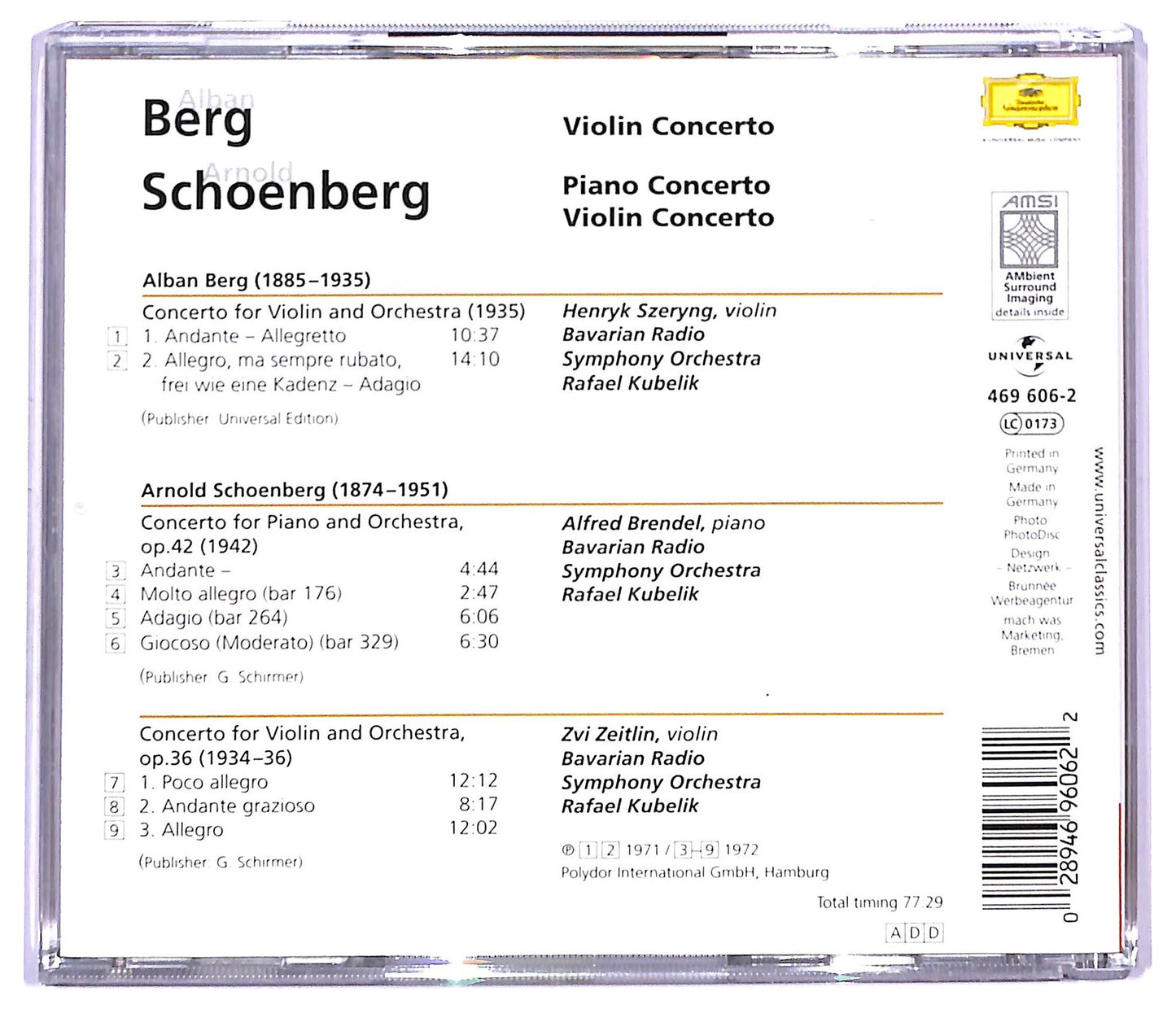 EBOND Berg Schoenberg -Violin Concerto Piano Concerto CD CD094013