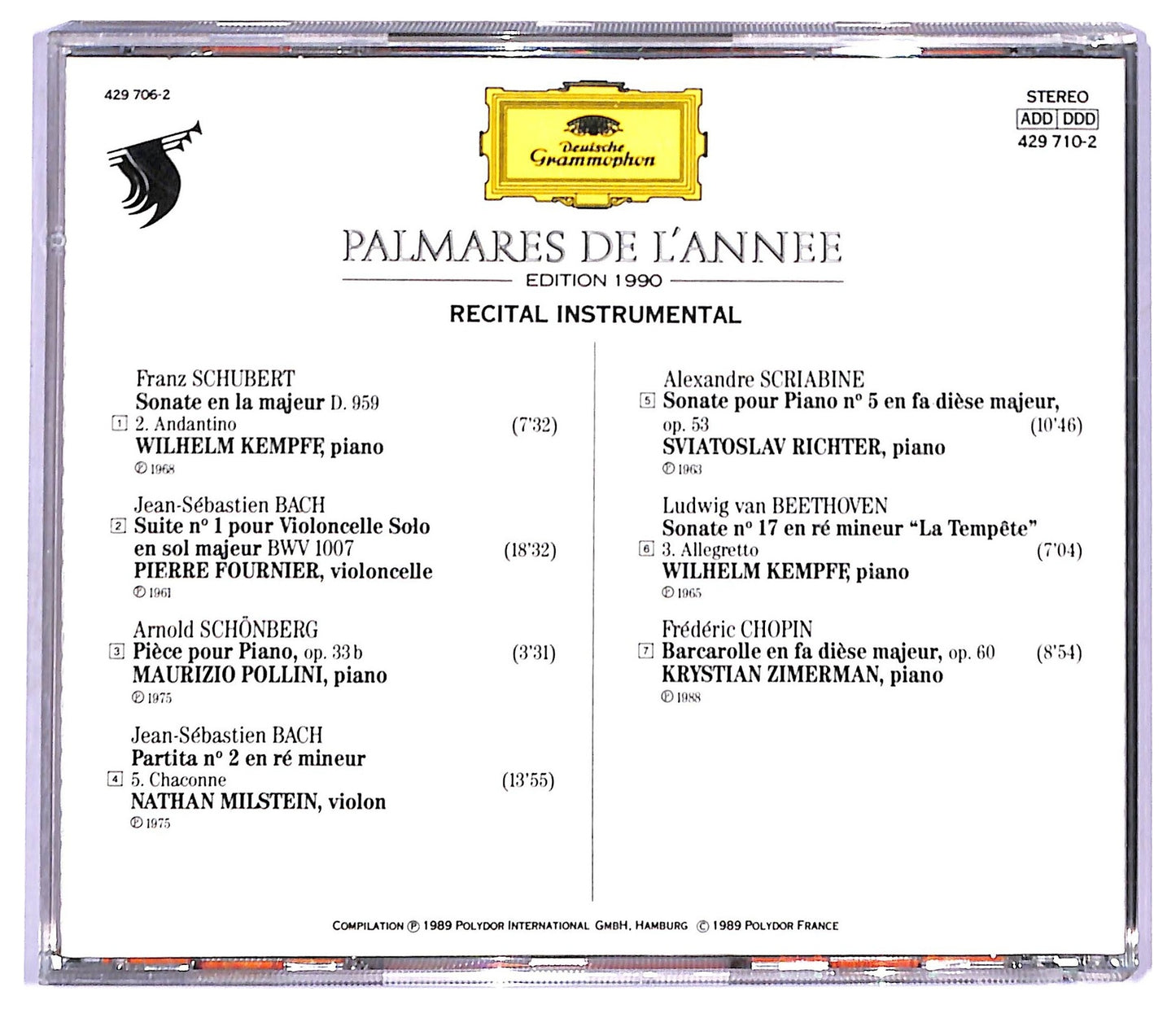 EBOND Various - Palmares de L'annee - Edition 1990 CD CD094029