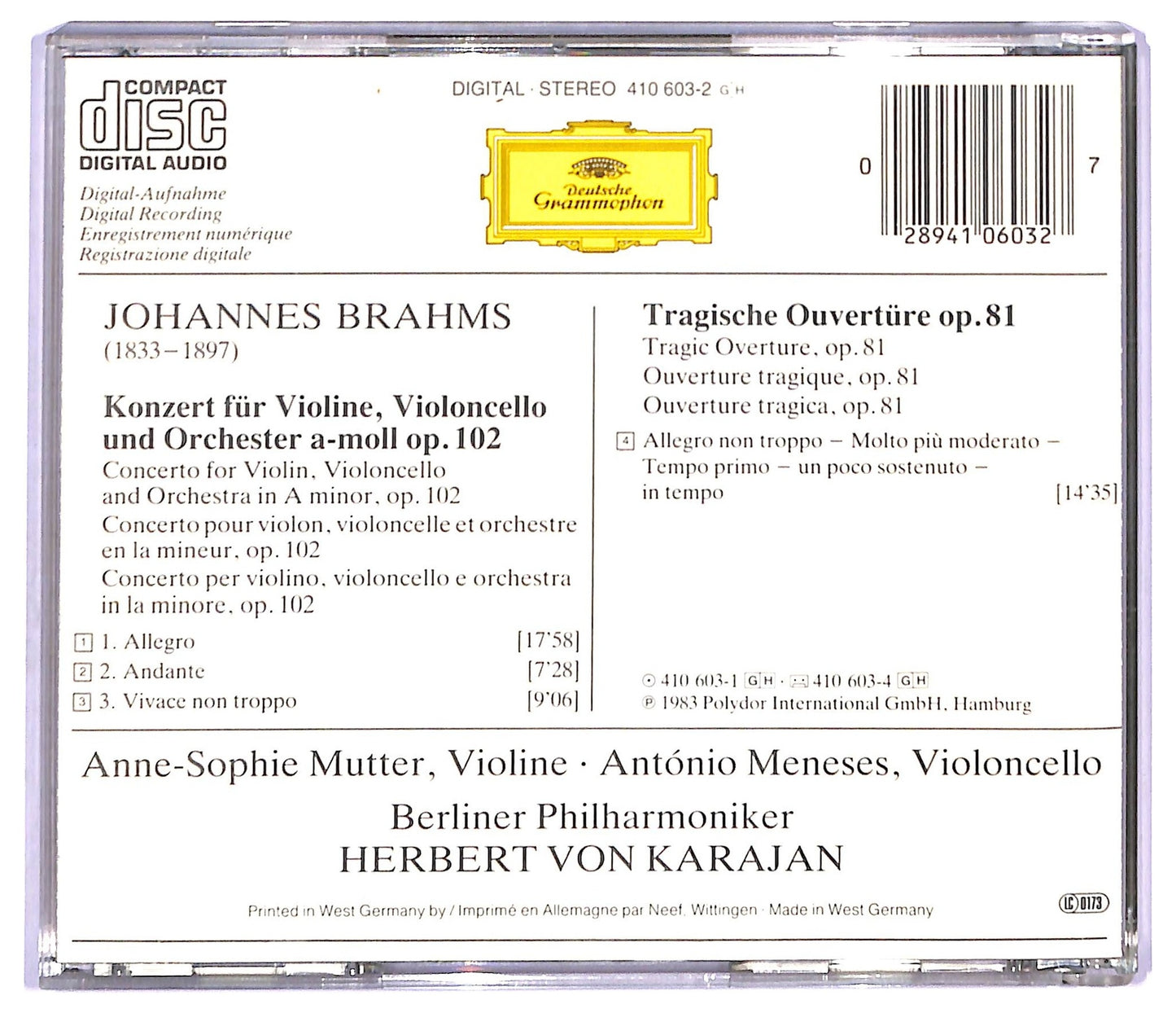 EBOND Johannes Brahms -Doppelkonzert Double Concerto CD CD094033