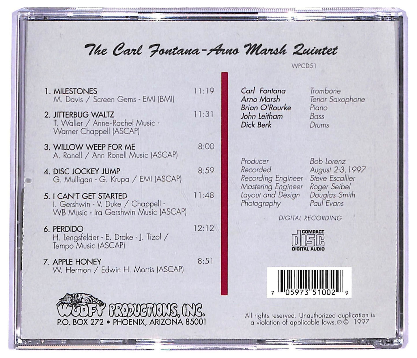 EBOND The Carl Fontana - Arno Marsh Quintet - Live At Capozzoli's CD CD094101