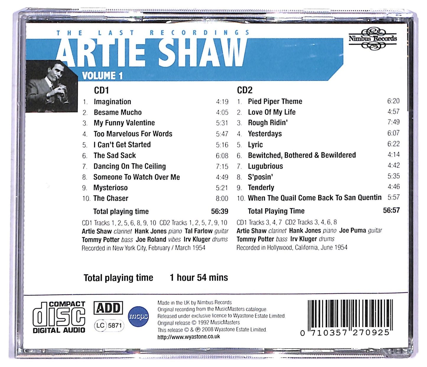 EBOND Artie Shaw - The Last Recordings Vol 1 1954 CD CD094138