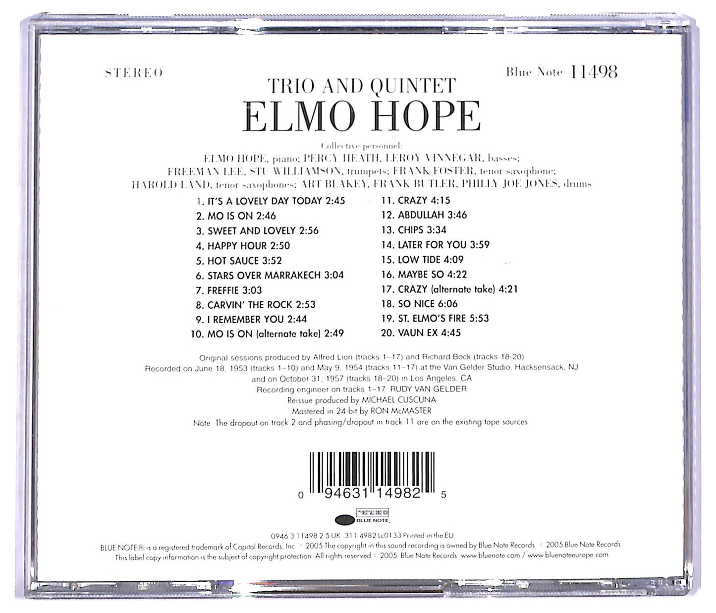 EBOND Elmo Hope - Trio And Quintet CD CD094208
