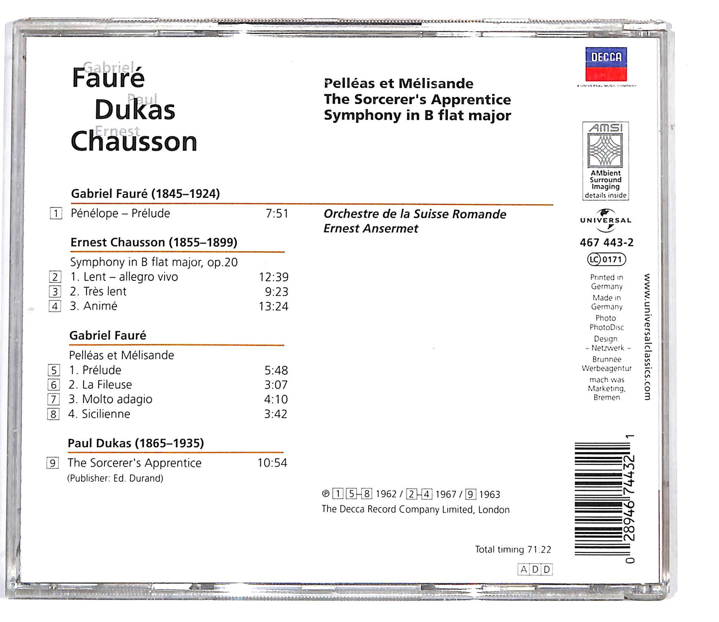 EBOND Faure, Chausson, Dukas - Pelleas et Melisande CD CD099615