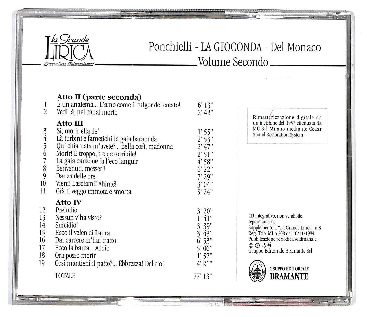 EBOND Amilcare Ponchielli - KLa Gioconda - EDITORIALE CD CD099617